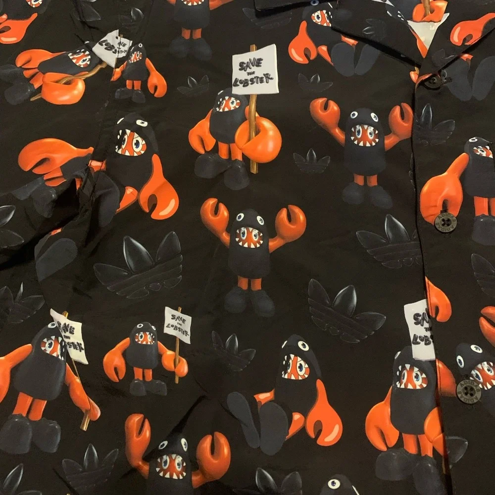NWT Adidas Philip Colbert Save The Lobster Button Down Shirt Artist Series Small - Picture 2 of 7